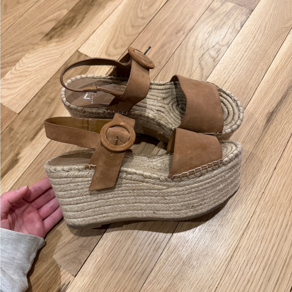 Marc Fisher Brown Suede Platform Sandals